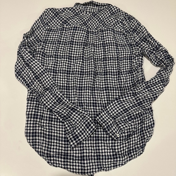 Paige Plaid Button Down Shirt - Navy and White - Picture 2 of 7